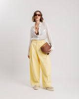 Pantaloni ampi in cotone GIALLO - P12688