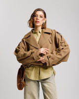 Trench corto collo alto BEIGE - W25226