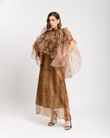 Abito lungo in organza stampato - R13198