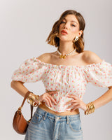 Top in cotone microfiori - H15651