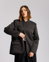 Blazer collo alto gessata NERA - V15237