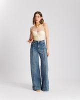 Jeans palazzo fit con impunture - 8874