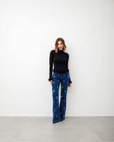 Jeans a zampa con fiori e strass - SK2510-9