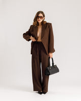 Pantaloni ampi con fiocco MARRONE - M793