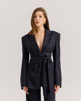 Blazer sartoriale gessato Blu - 0016