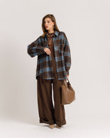 Jeans palazzo con bustino MARRONE - P16721