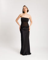 Abito satin fasciato NERO - 517152