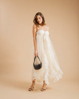 abito lungo boho con volant - U27628