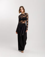 Pantaloni palazzo con fusciacca NERO - M778