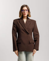 Blazer monopetto strutturato MARRONE- 3182 slc