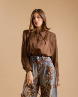 Camicia in viscosa con spalline MARRONE - 31676