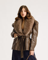 Veste en similicuir avec fausse fourrure - PU12317