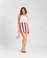 Minigonna shorts a righe FUCSIA - AS9131