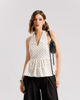 Top scollato a pois - A3447 slcn