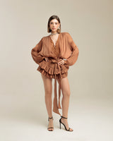 Abito corto balze e pizzo - R13098