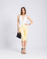 Pantaloni capri pois GIALLO - P15297