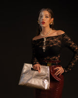 Pull en dentelle NOIR - H17013