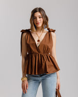 Top in cotone con balza - 10571