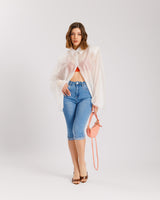 Jeans capri con piega - 7706