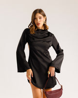 Abito satin con scollo - RL1498