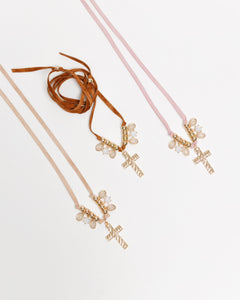 Collana in suede con croce - ECL2476LD