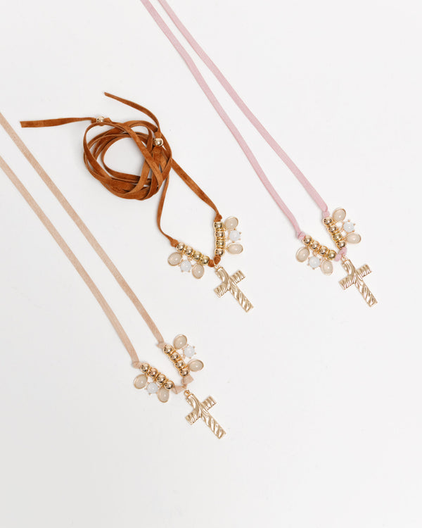 Collana in suede con croce - ECL2476LD