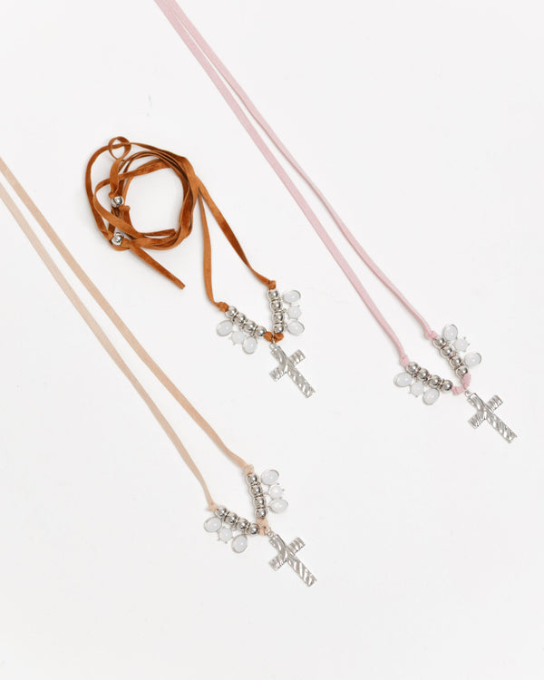 Collana in suede con croce - ECL2476LD