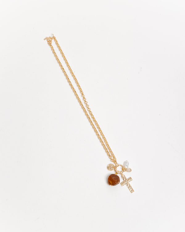 Collana con croce e pietre pendenti - ECL2519LD