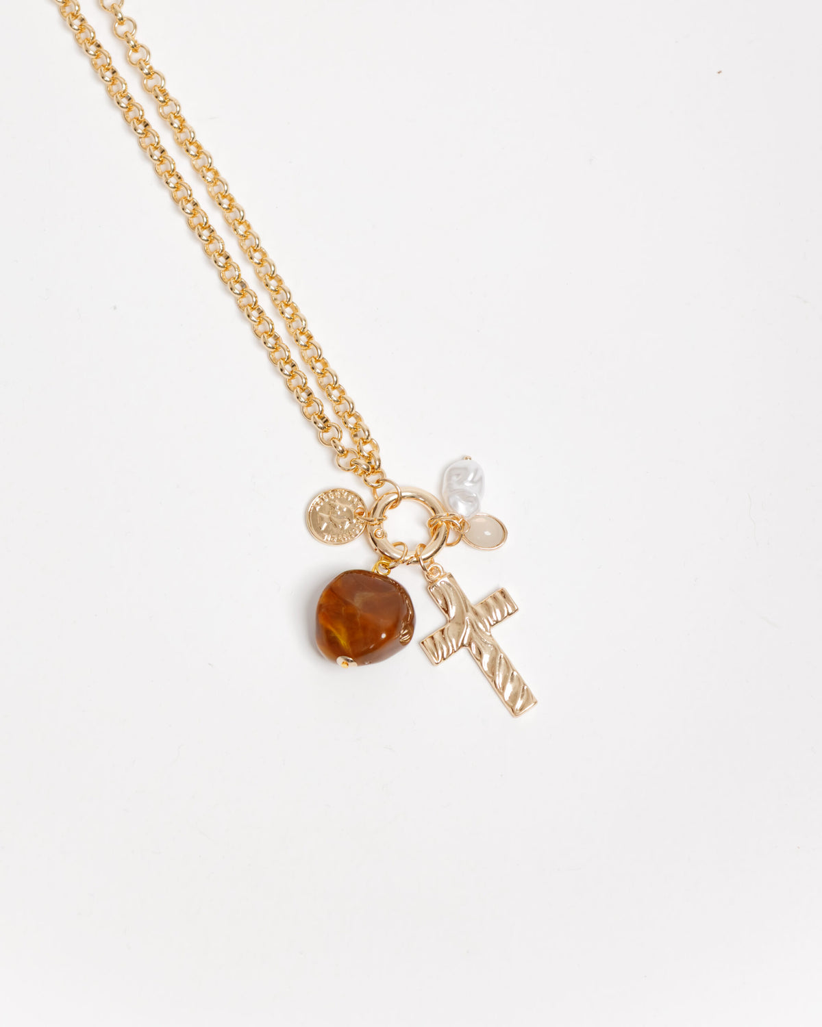 Collana con croce e pietre pendenti - ECL2519LD