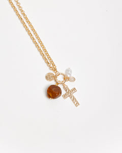 Collana con croce e pietre pendenti - ECL2519LD