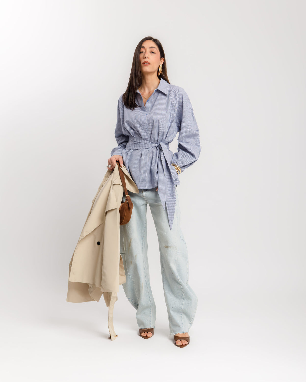 Camicia con fusciacca a quadretti vicky -YY539 SLC
