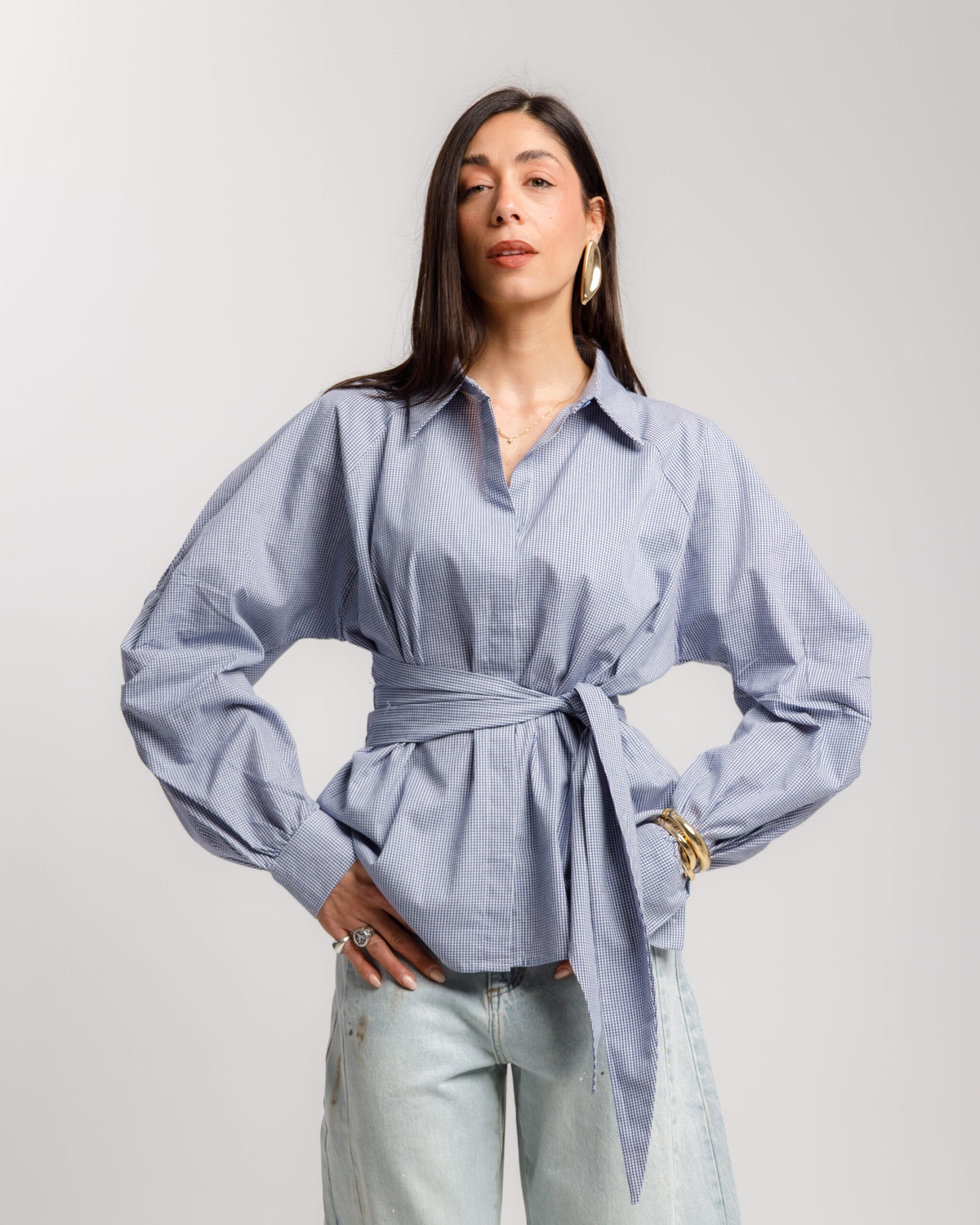 Camicia con fusciacca a quadretti vicky -YY539 SLC