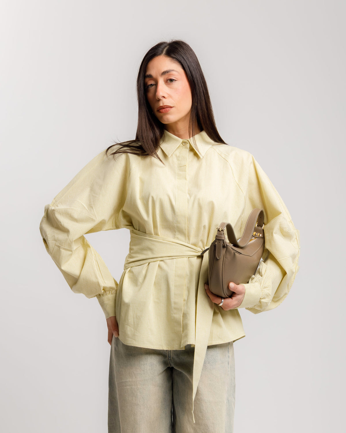 Camicia con fusciacca a quadretti vicky -YY539 SLC