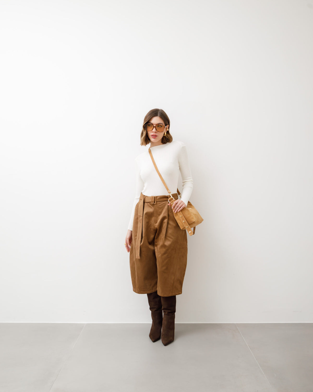 Bermuda ballon in suede - P12385