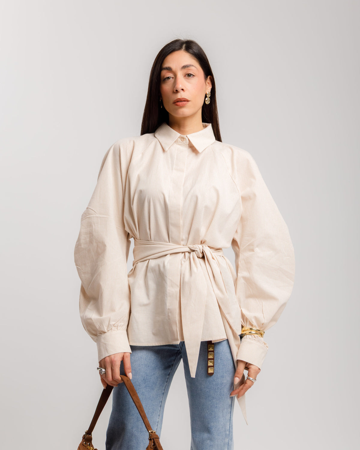 Camicia con fusciacca a quadretti vicky -YY539 SLC