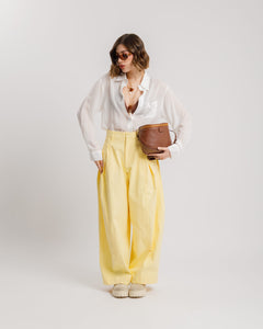 Pantaloni ampi in cotone GIALLO - P12688