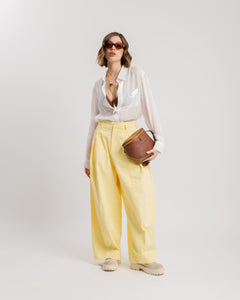 Pantaloni ampi in cotone GIALLO - P12688