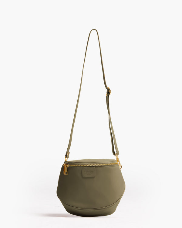 Baby ISABELLA con tracolla in pelle VERDE OLIVA - LOVING BAGS