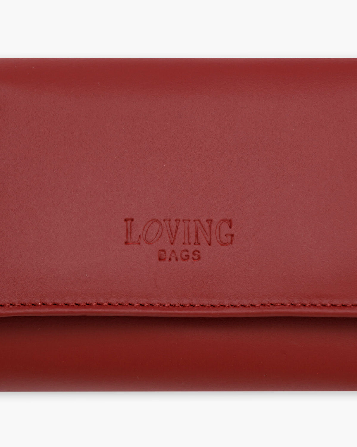 Portafoglio in pelle medio con patta bordeaux - LOVING BAGS