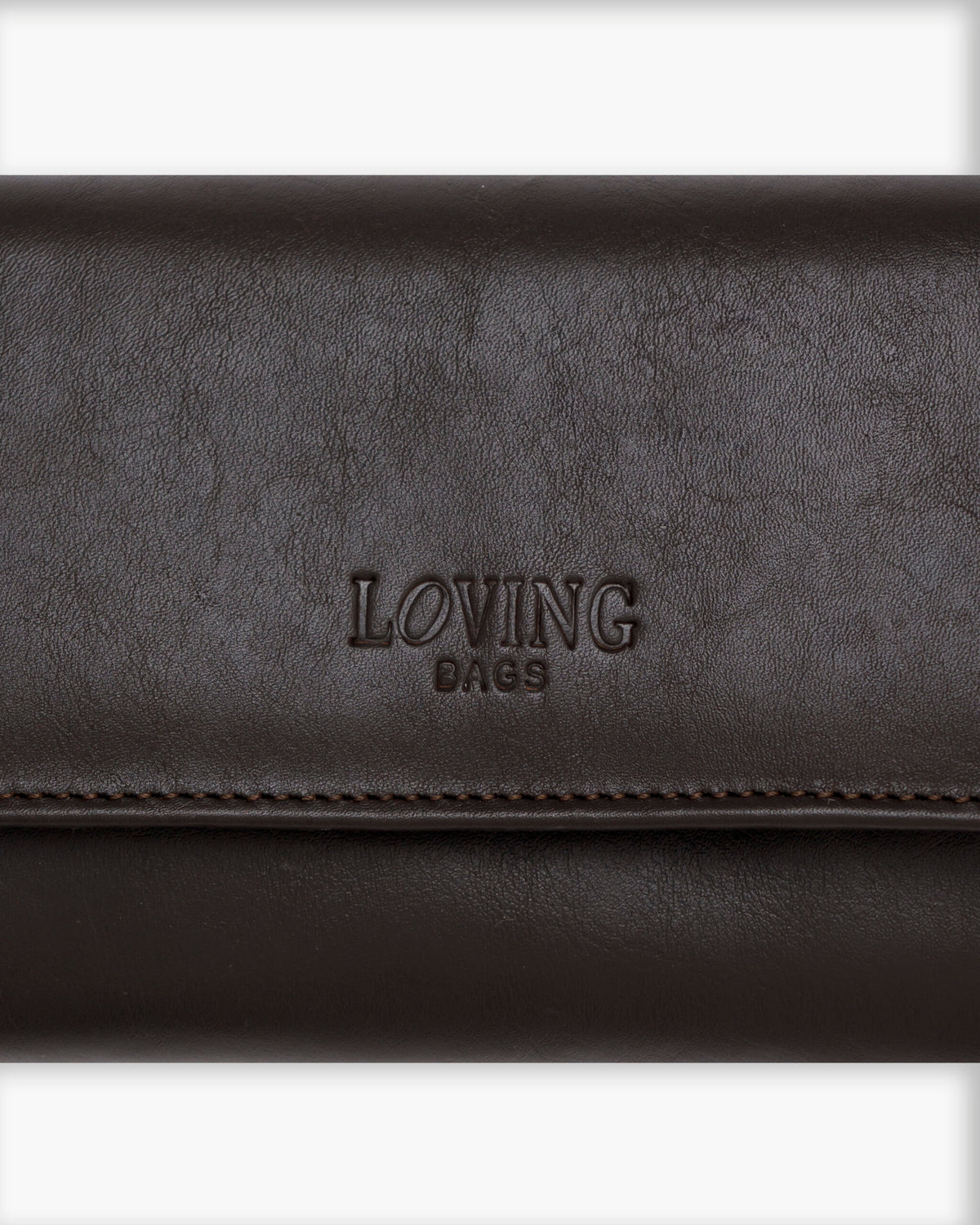 Portafoglio in pelle medio con patta marrone - LOVING BAGS