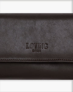 Portafoglio in pelle medio con patta marrone - LOVING BAGS