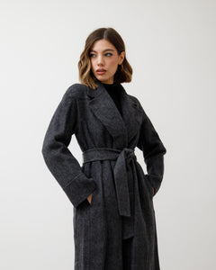 Cappotto in lana con cintura - L12508  INC