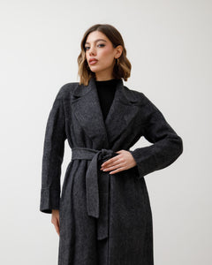 Cappotto in lana con cintura - L12508  INC