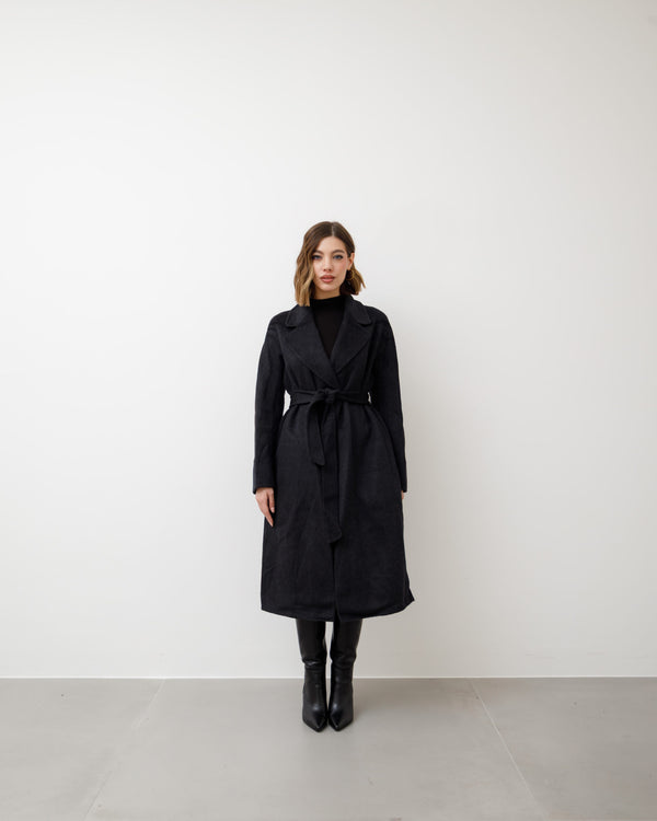 Cappotto in lana con cintura - L12508  INC