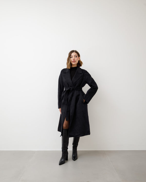 Cappotto in lana con cintura - L12508  INC