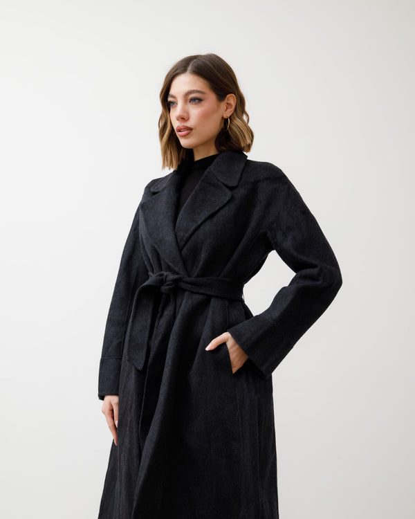 Cappotto in lana con cintura - L12508  INC