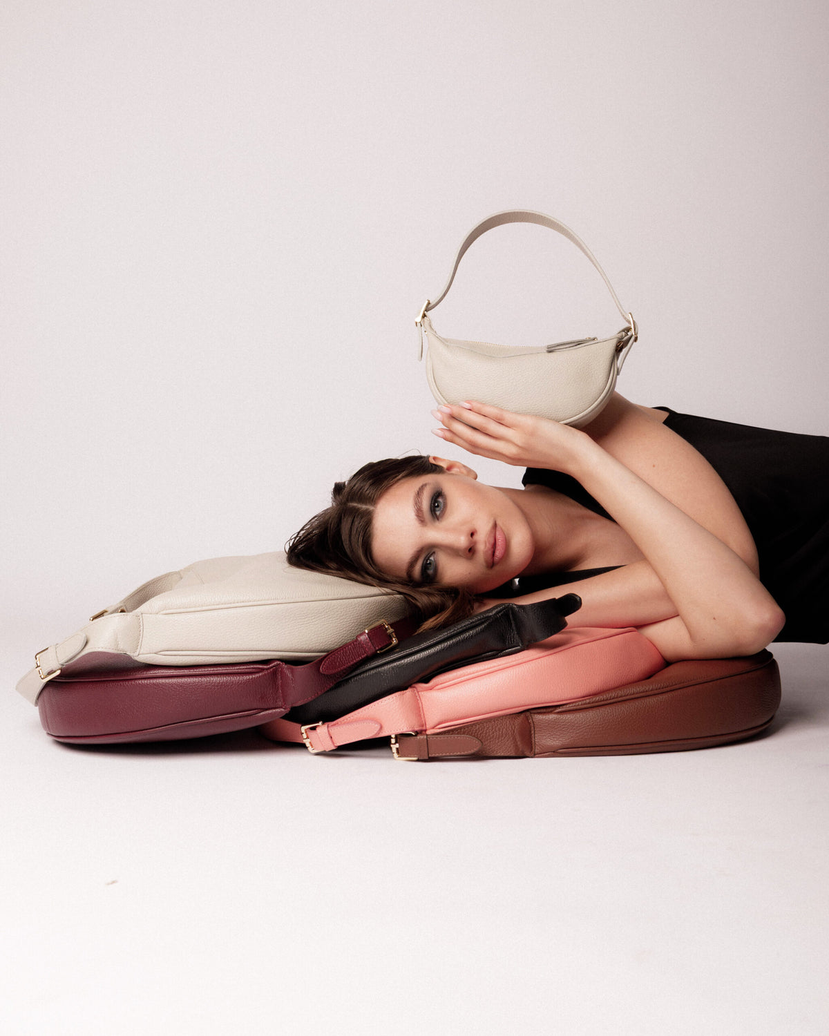 Borsa in pelle RACHEL MIGNON grigio perla - LOVING BAGS
