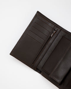 Portafoglio in pelle medio con patta marrone - LOVING BAGS