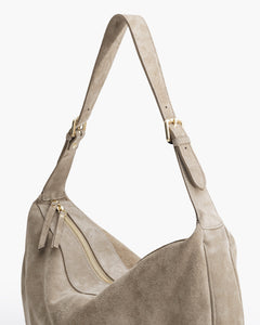 Borsa in suede RACHEL tortora - LOVING BAGS