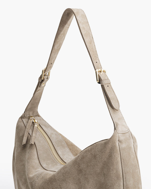 Borsa in suede RACHEL tortora - LOVING BAGS